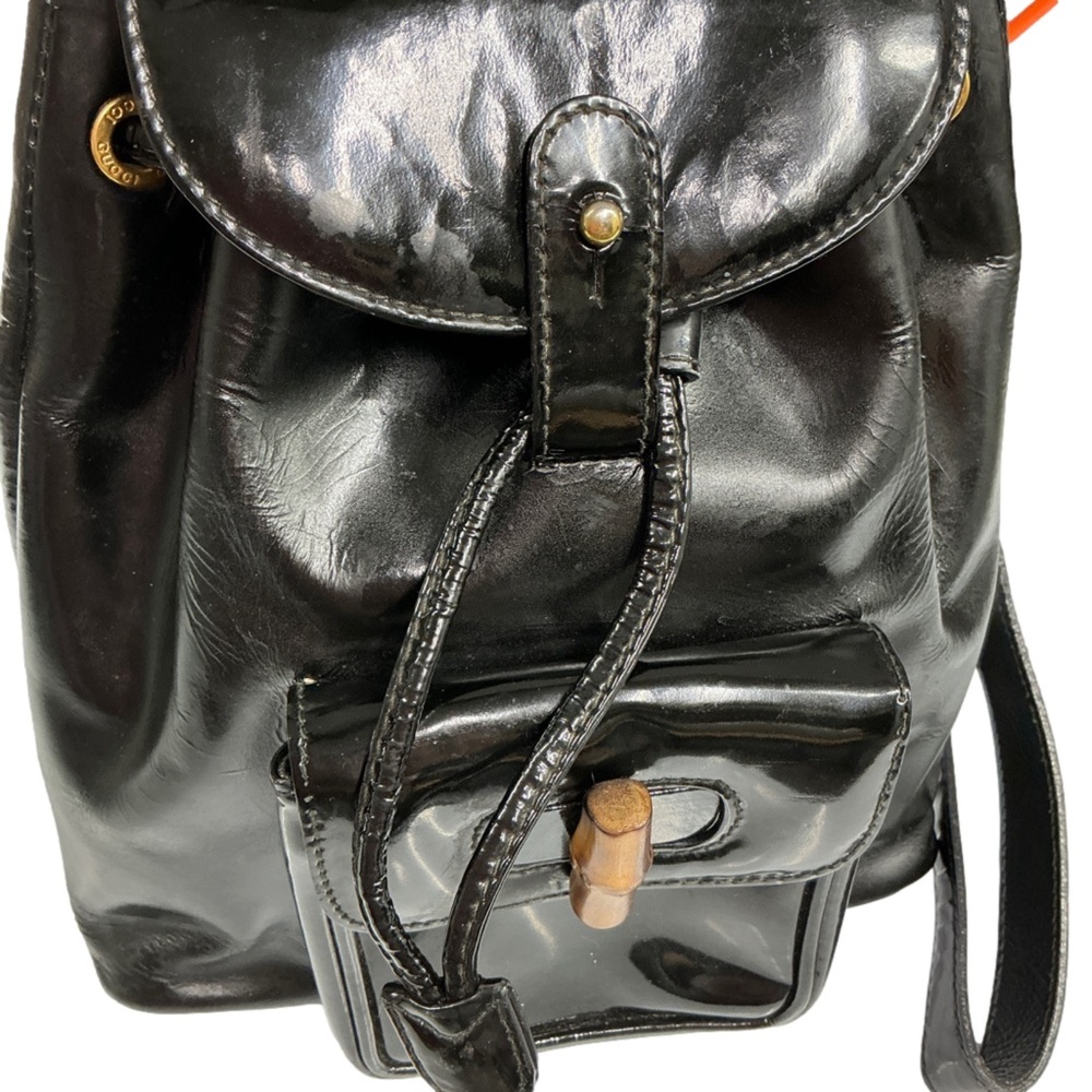 Gucci Black Bamboo Patent Leather Backpack - Picture 11 of 12